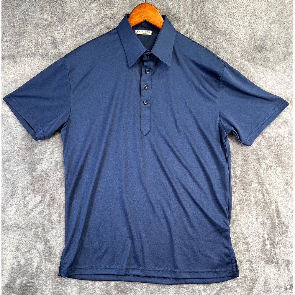 Collars and Co Polo Shirt Mens Medium Blue Dress Collar Modern Refined Stretch